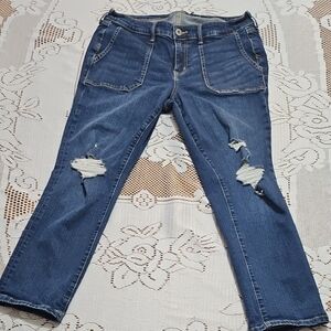 Torrid Blue Distressed Ankle Jeans